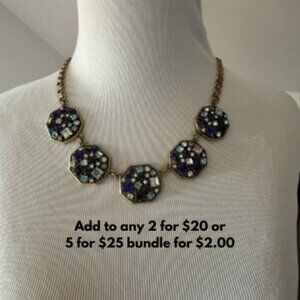 J. Crew Blue and Gold Geometric Necklace
